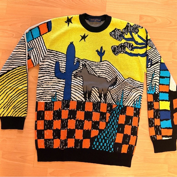 LV Louis Vuitton Jacquard animal colorful sweater men’s size large - Picture 1 of 8